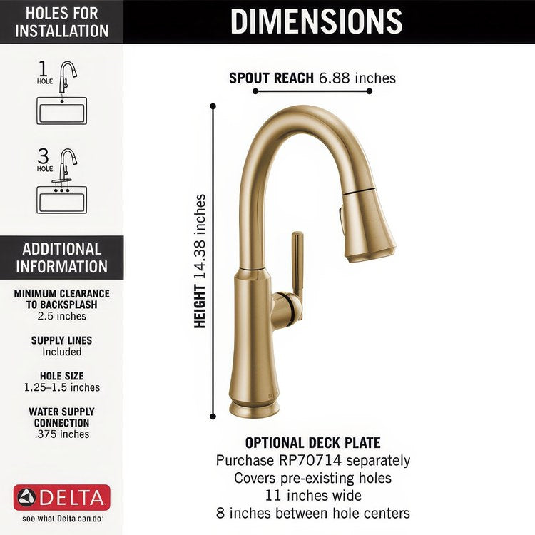 Bar Faucet Coranto 1 Lever ADA Brilliance Champagne Bronze Pull Down 2 Function Gooseneck 360 DEG Swivel 1.8 Gallons per Minute - Image 3