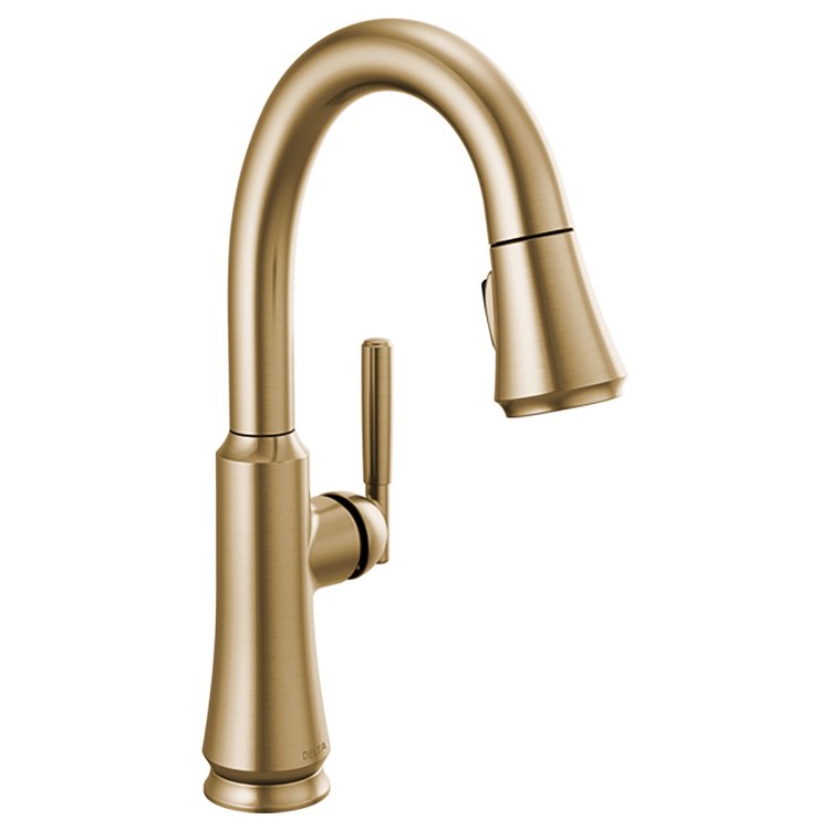 Bar Faucet Coranto 1 Lever ADA Brilliance Champagne Bronze Pull Down 2 Function Gooseneck 360 DEG Swivel 1.8 Gallons per Minute - Image 1