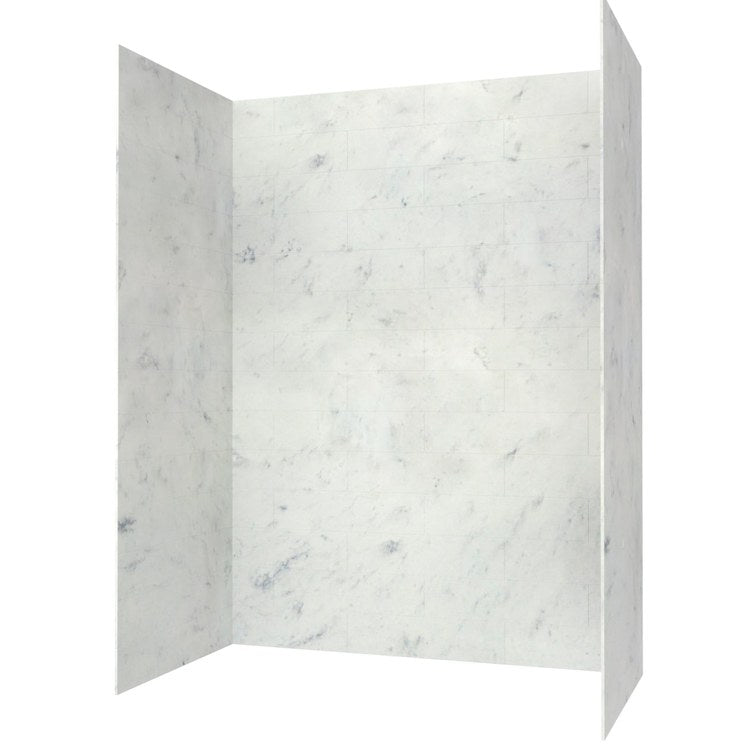 Shower Wall Kit 3 Piece Modern Subway Tile 84 x 36 and 84 x 62 Inch Carrara Swanstone