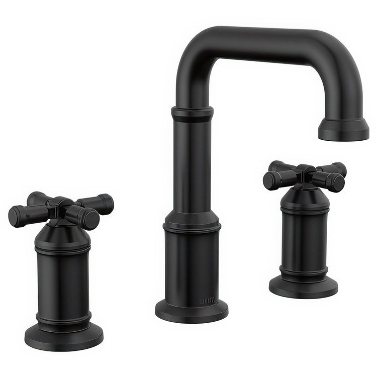 Lavatory Faucet Broderick Widespread 4 to 16 Inch Spread 2 Cross ADA WaterSense Matte Black 1.2 Gallons per Minute Pop-Up 3 Hole - Image 1