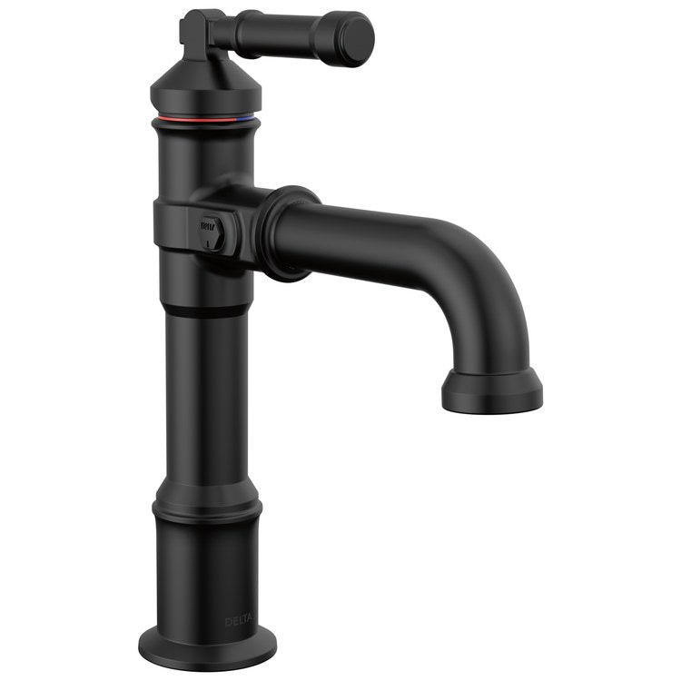Lavatory Faucet Broderick 1 Lever ADA WaterSense Matte Black 1.2 Gallons per Minute Less Drain 1 Hole