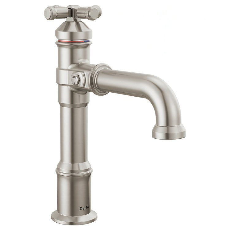 Lavatory Faucet Broderick 1 Cross ADA WaterSense Lumicoat Stainless Steel 1.2 Gallons per Minute Less Drain 1 Hole