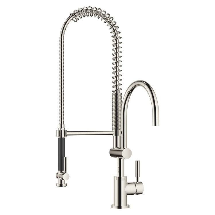 Kitchen Faucet TARA Profi Mixer 1 Lever ADA Platinum Pull Down 2 Function Gooseneck 360 DEG Swivel 1 Hole Deck 1.5 Gallons per Minute - Image 1