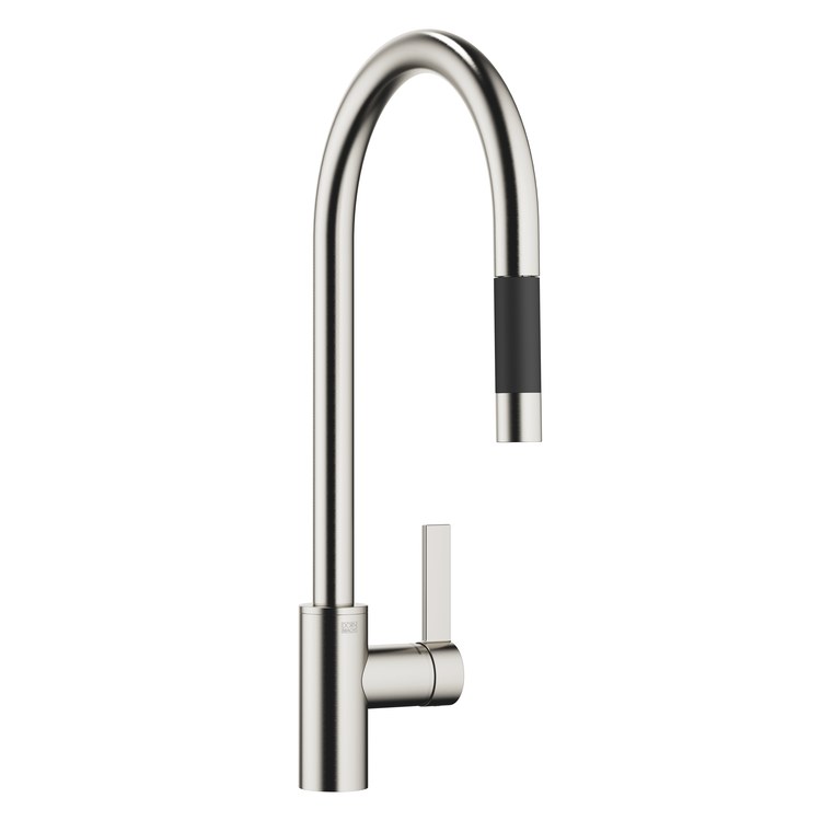 Kitchen Faucet TARA ULTRA Mixer 1 Lever ADA Brushed Platinum Pull Down 2 Function Gooseneck 360 DEG Swivel 1 Hole 1.5 Gallons per Minute - Image 1
