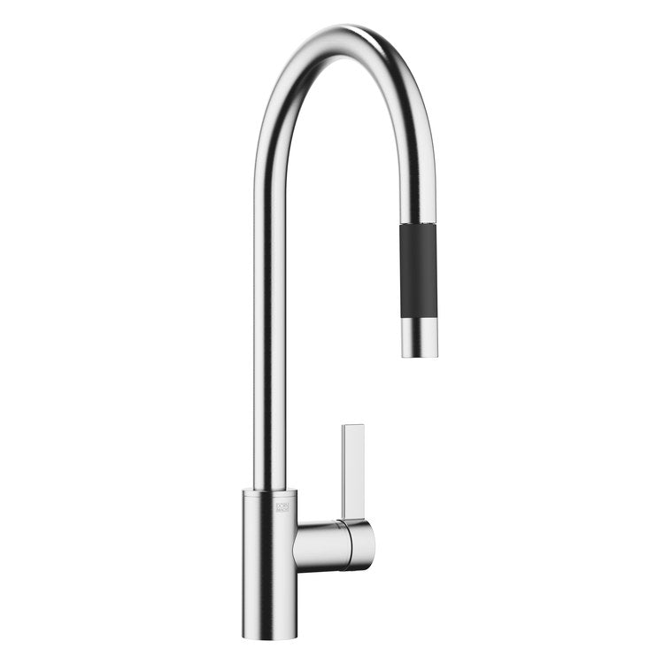 Kitchen Faucet TARA ULTRA Mixer 1 Lever ADA Brushed Chrome Pull Down 2 Function Gooseneck 360 DEG Swivel 1 Hole 1.5 Gallons per Minute