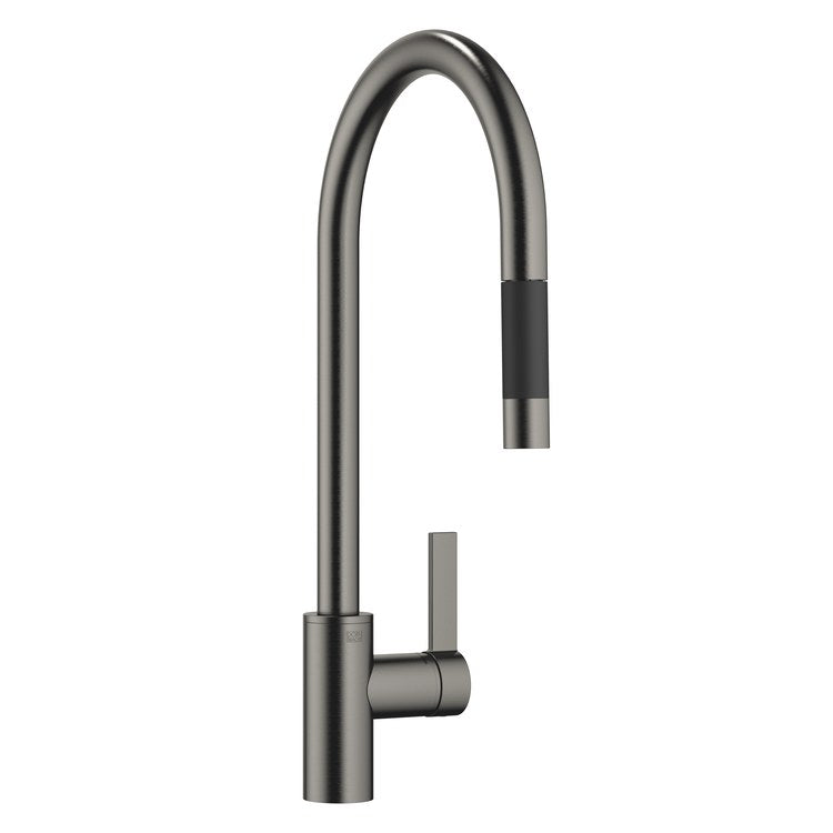Kitchen Faucet TARA ULTRA Mixer 1 Lever ADA Brushed Dark Platinum Pull Down 2 Function Gooseneck 360 DEG Swivel 1 Hole 1.5 Gallons per Minute