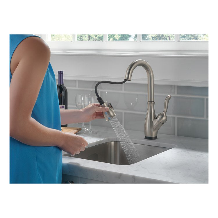 Bar Faucet Leland 1 Lever ADA Brilliance Champagne Bronze Touch2O Diamond Seal Pull Down 2 Function Gooseneck 360 DEG Swivel 1.8 Gallons per Minute - Image 2