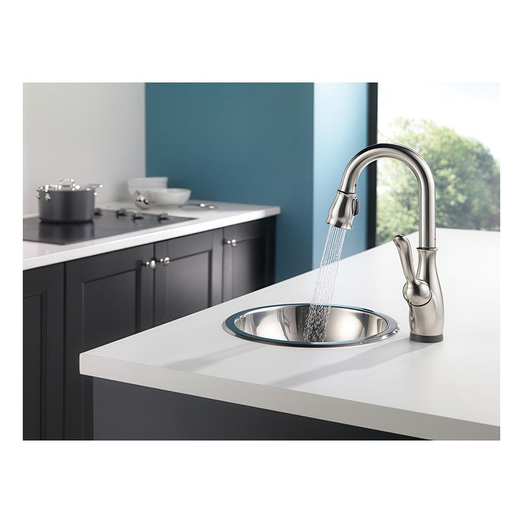 Bar Faucet Leland 1 Lever ADA Brilliance Champagne Bronze Touch2O Diamond Seal Pull Down 2 Function Gooseneck 360 DEG Swivel 1.8 Gallons per Minute - Image 3