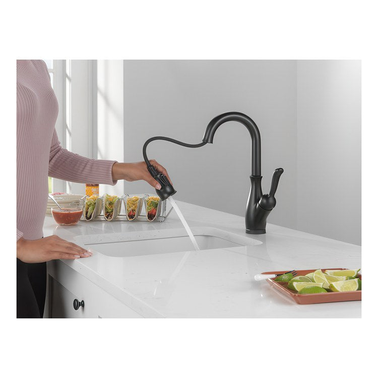 Bar Faucet Leland 1 Lever ADA Matte Black Touch2O Touchless Diamond Seal Pull Down 2 Function Gooseneck 360 DEG Swivel 1.8 Gallons per Minute - Image 2