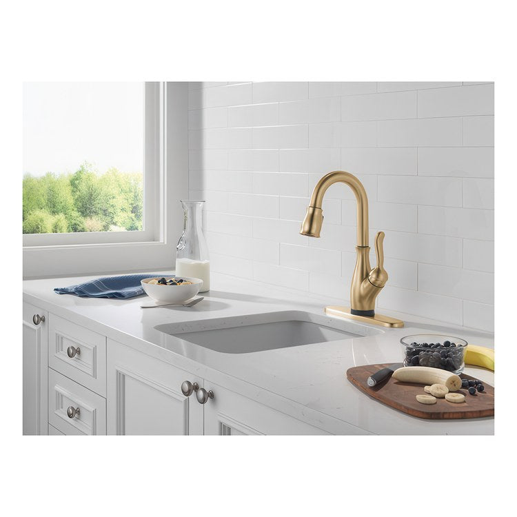 Bar Faucet Leland 1 Lever ADA Brilliance Champagne Bronze Touch2O Touchless Pull Down 2 Function Gooseneck 360 DEG Swivel 1.8 Gallons per Minute - Image 3