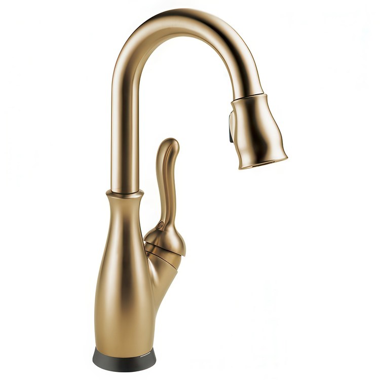 Bar Faucet Leland 1 Lever ADA Brilliance Champagne Bronze Touch2O Touchless Pull Down 2 Function Gooseneck 360 DEG Swivel 1.8 Gallons per Minute - Image 1