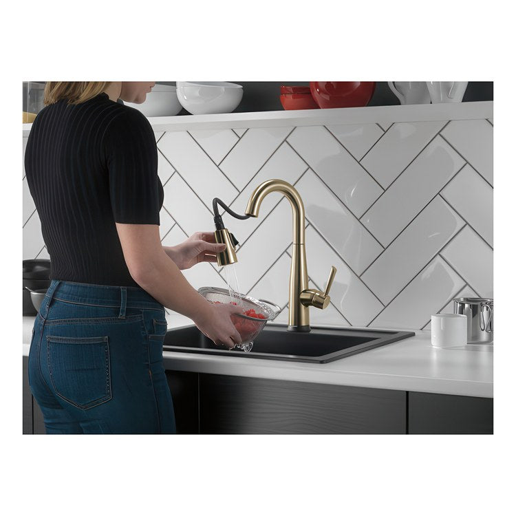Bar Faucet Essa 1 Lever ADA Brilliance Champagne Bronze Touch2O Pull Down 2 Function Gooseneck 360 DEG Swivel 1.8 Gallons per Minute - Image 2