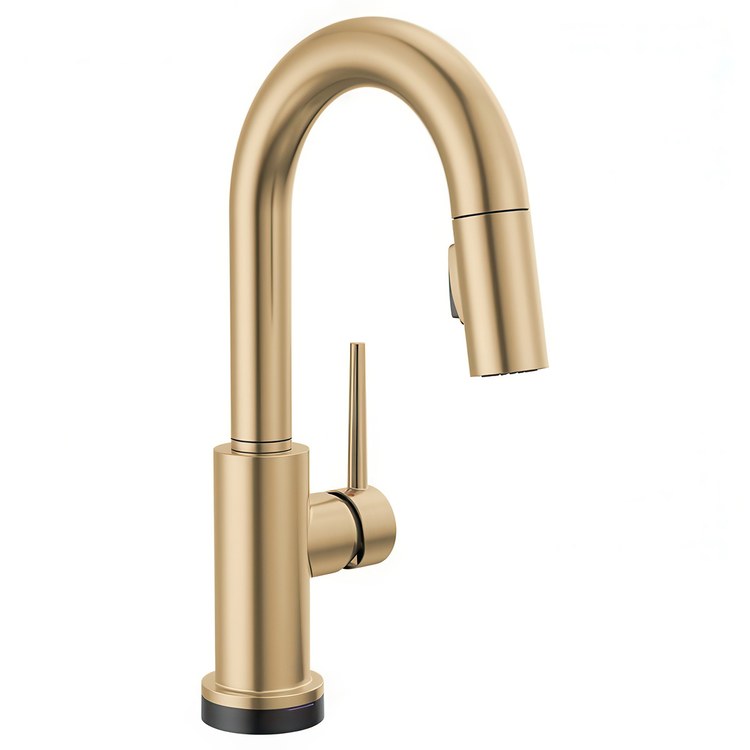 Bar Faucet Trinsic Touchless 1 Lever ADA Brilliance Champagne Bronze Touch2O Pull Down 2 Function Gooseneck 360 DEG Swivel 1.8 Gallons per Minute - Image 1
