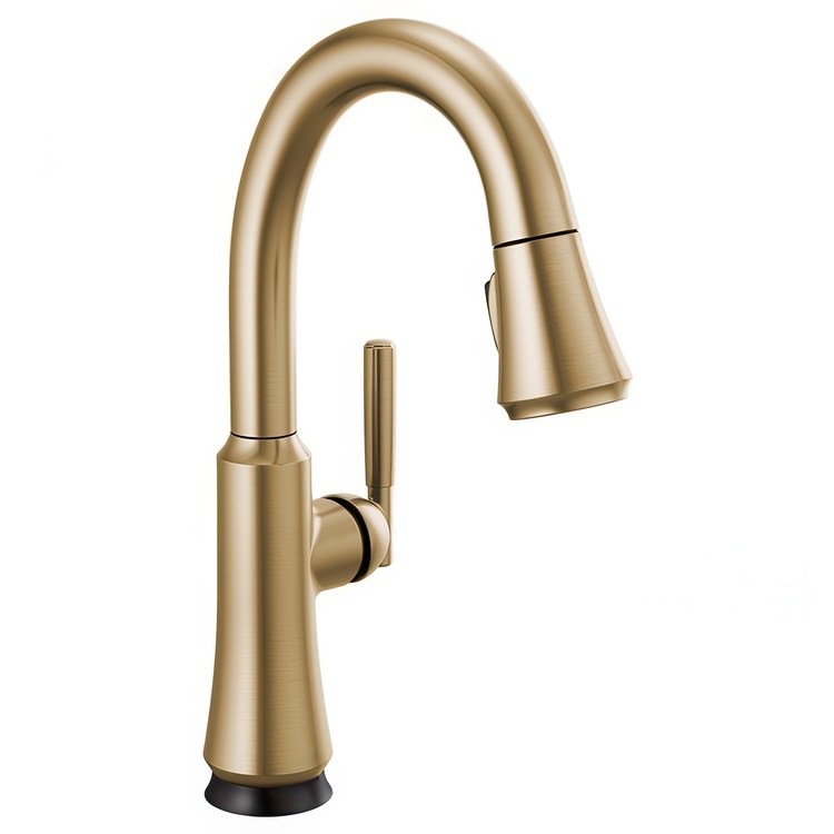 Bar Faucet Coranto 1 Lever ADA Brilliance Champagne Bronze Touch2O Touchless Pull Down 3 Function Gooseneck 360 DEG Swivel 1.8 Gallons per Minute - Image 1