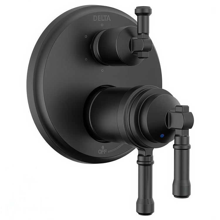 Diverter Trim Broderick 17T Series 6 Setting Matte Black 3 Lever ADA for 6 Setting Diverter Rough