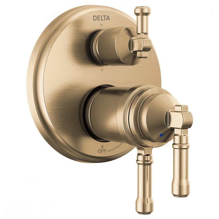 Diverter Trim Broderick 17T Series 6 Setting Lumicoat Champagne Bronze 3 Lever ADA for 6 Setting Diverter Rough
