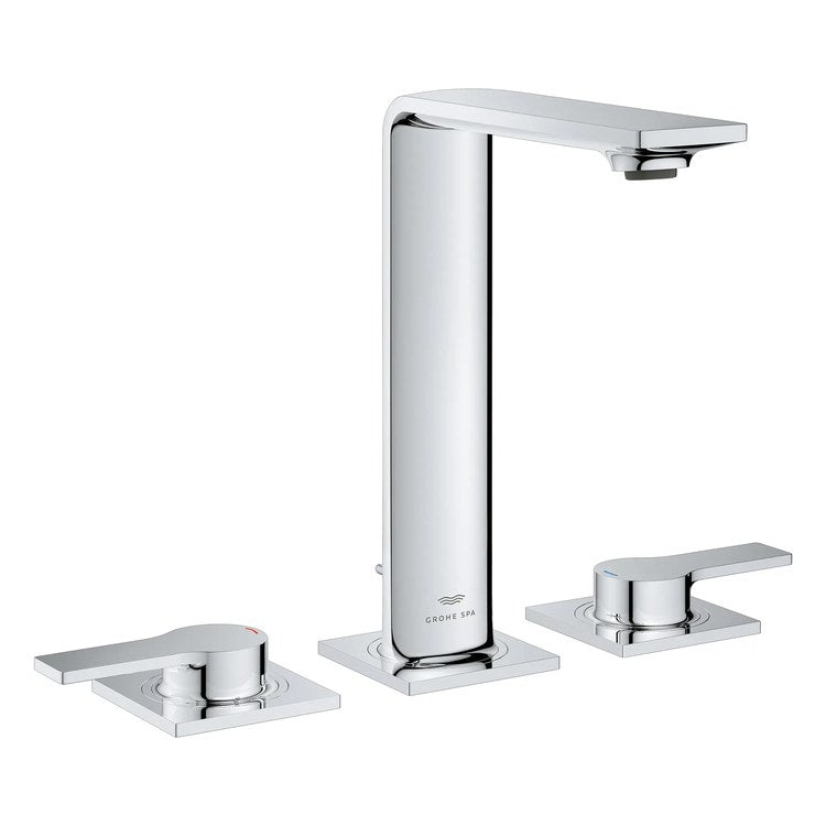 Lavatory Faucet Allure New Medium Widespread 8 Inch Spread 2 Lever ADA WaterSense/CALGreen/cUPC StarLight Chrome 1.2 Gallons per Minute Deck 3 Hole EcoJoy