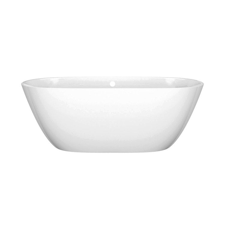 Freestanding Tub Lussari 60 x 28 Inch Soaking with Overflow Standard White Gloss Center Drain Oval - Image 1
