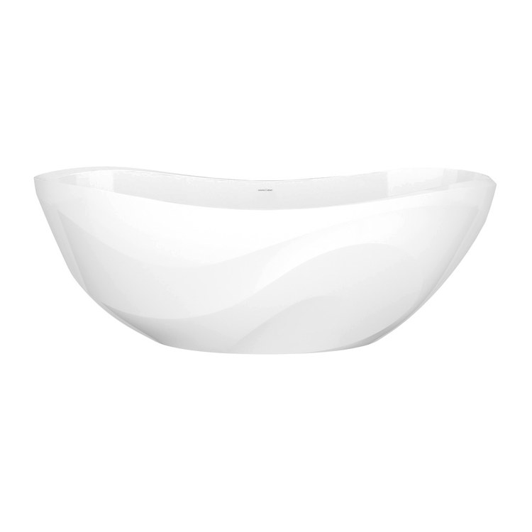 Freestanding Tub Seros 65 x 30 Inch Soaking with Curved Rim Less Overflow Standard White Gloss Center Drain Oval - Image 1