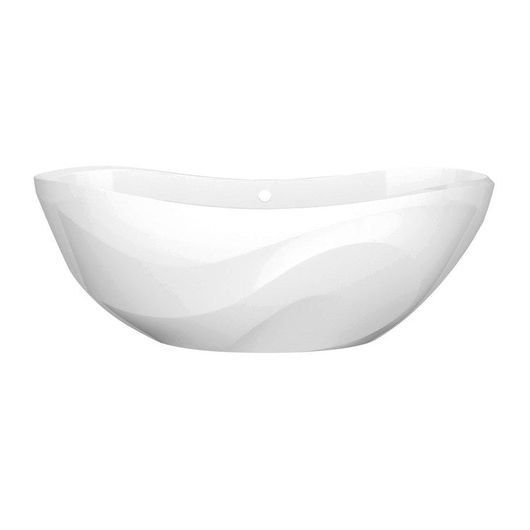 Freestanding Tub Seros 65 x 30 Inch Soaking with Curved Rim Overflow Standard White Gloss Center Drain Oval - Image 1