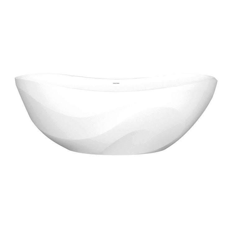 Freestanding Tub Seros 65 x 30 Inch Soaking with Curved Rim Less Overflow Standard Matte White Center Drain Oval - Image 1