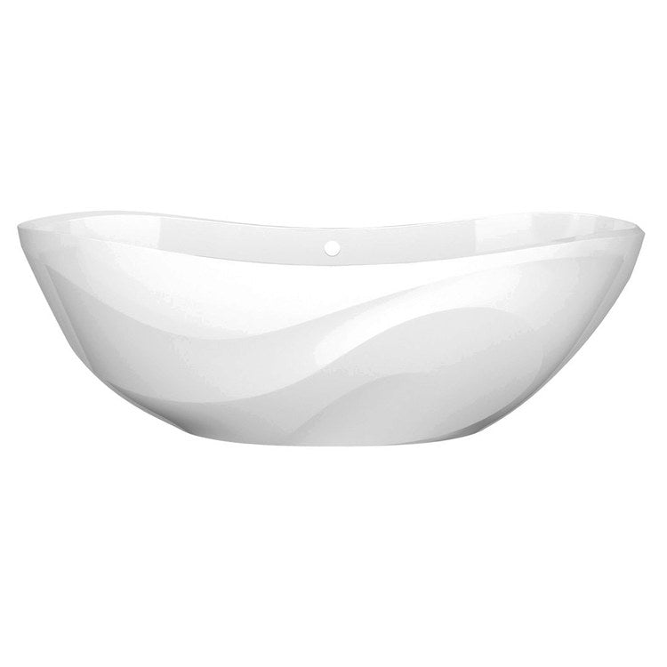 Freestanding Tub Seros 70 x 30 Inch Soaking with Curved Rim Overflow Standard White Gloss Center Drain Oval - Image 1