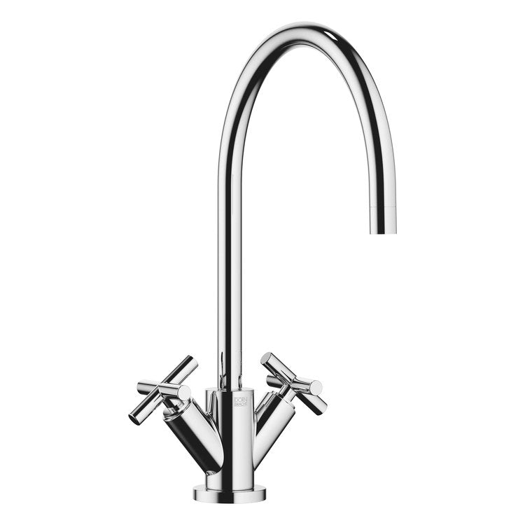 Kitchen Faucet TARA Deck Mount Mixer 2 Cross ADA Chrome Swivel 360DEG 1 Hole 1.5 Gallons per Minute