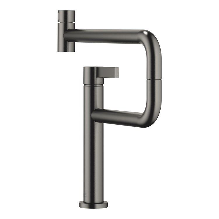 Kitchen Faucet TARA ULTRA PIVOT Mixer 1 Lever ADA Brushed Dark Platinum Swivel 360DEG 1 Hole 1.5 Gallons per Minute