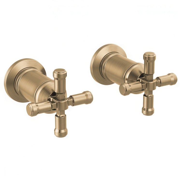 Handle Kit Broderick Brass 2 Cross Lumicoat Champagne Bronze ADA for Faucet - Image 1