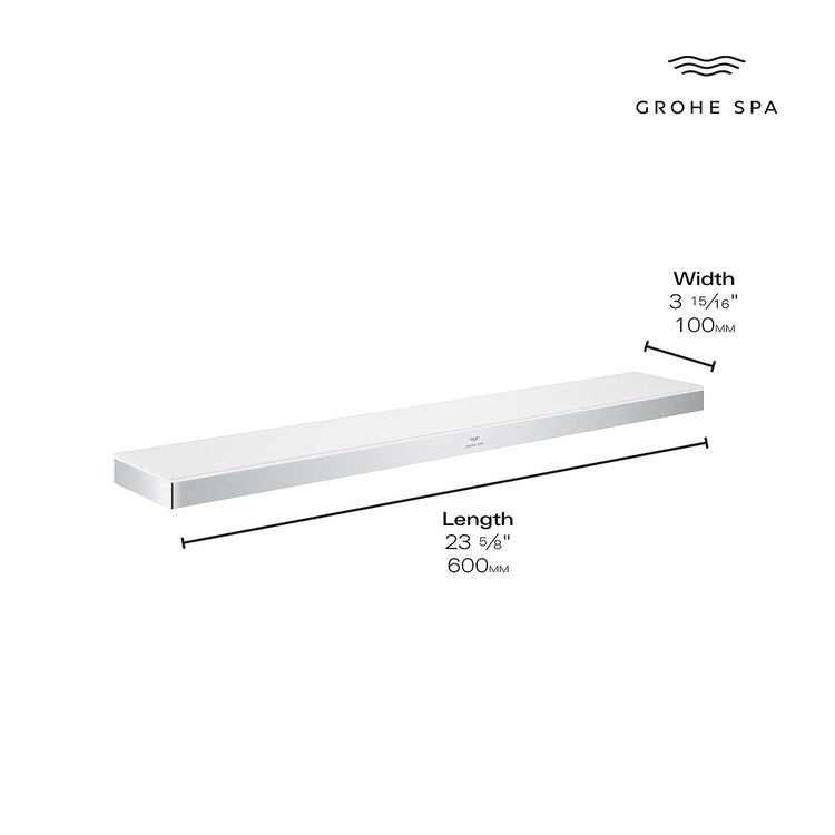 Wall Shelf Allure StarLight Chrome 24 Inch Glass/Metal - Image 3