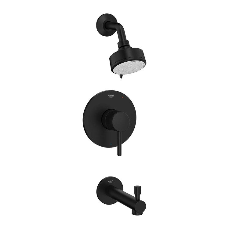 Pressure Balance Valve Trim Concetto 1 Metal Lever Matte Black WaterSense ADA for Tub and Shower