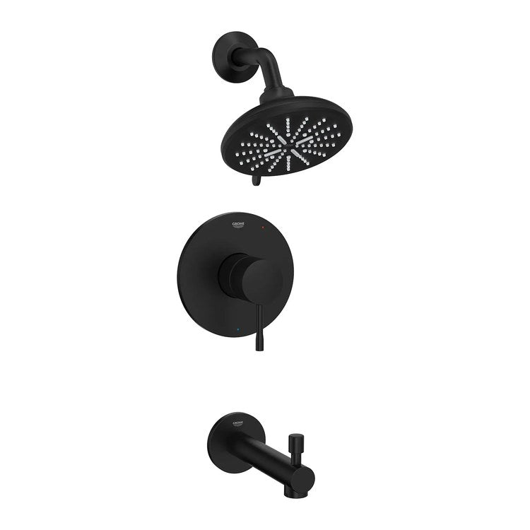Pressure Balance Valve Trim Essence 1 Metal Lever Matte Black WaterSense ADA for Tub and Shower - Image 1