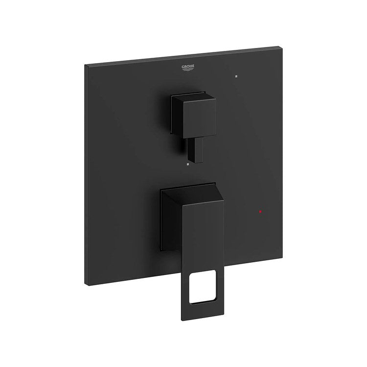 Pressure Balance Valve Trim Eurocube with 2 Way Diverter/Cartridge 2 Metal Lever Matte Black ADA - Image 1