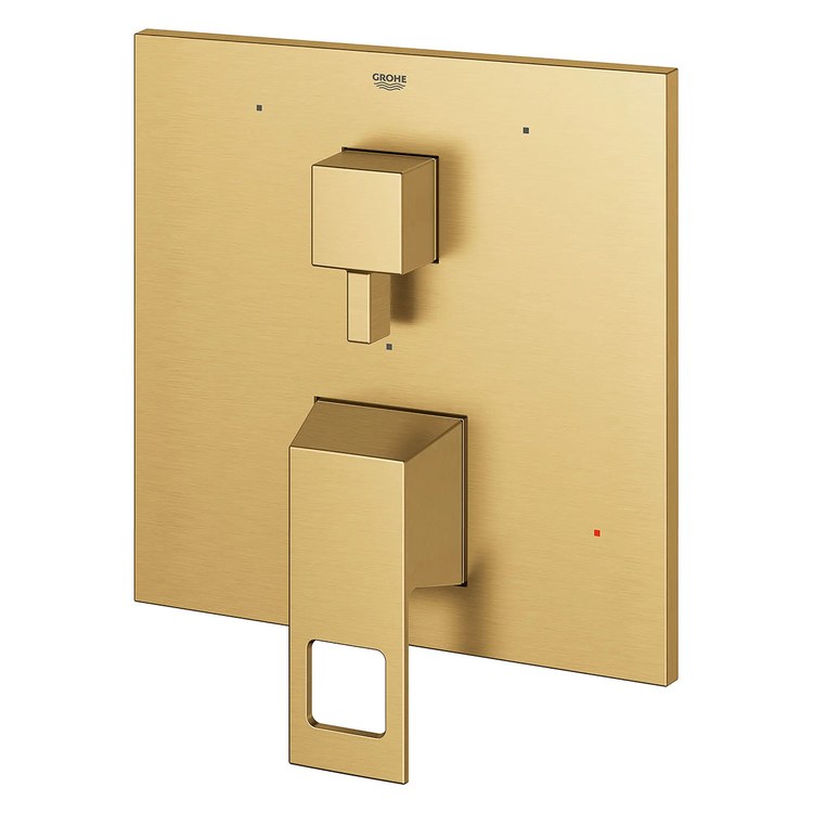 Pressure Balance Valve Trim Eurocube with 3 Way Diverter/Cartridge 2 Metal Lever Brushed Cool Sunrise ADA - Image 1