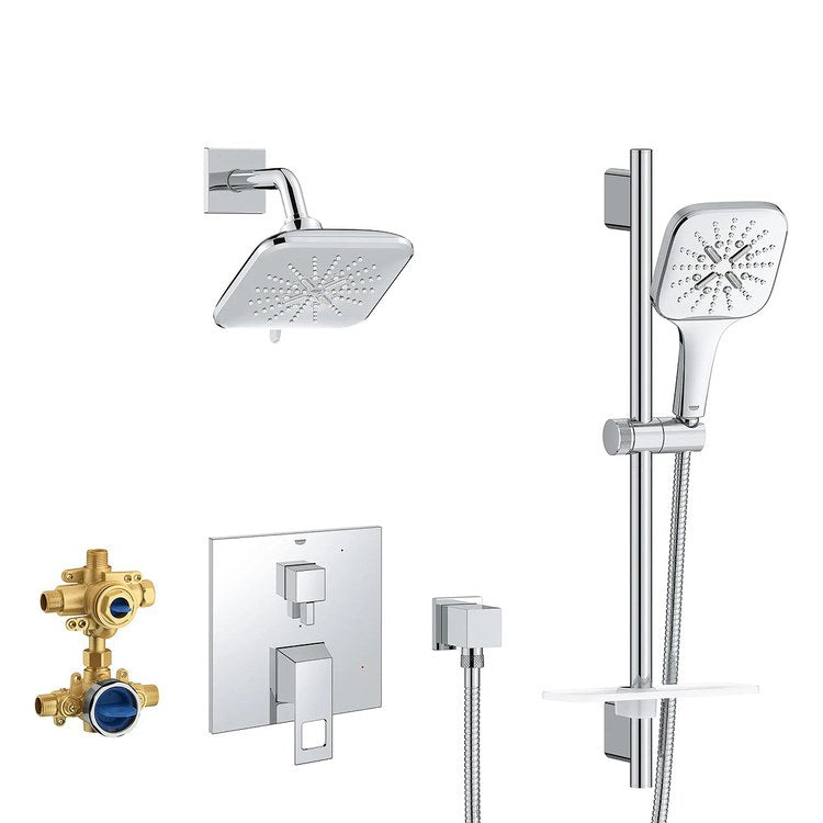 Pressure Balance Valve Trim Eurocube 2 Lever StarLight Chrome WaterSense for Shower Only - Image 1