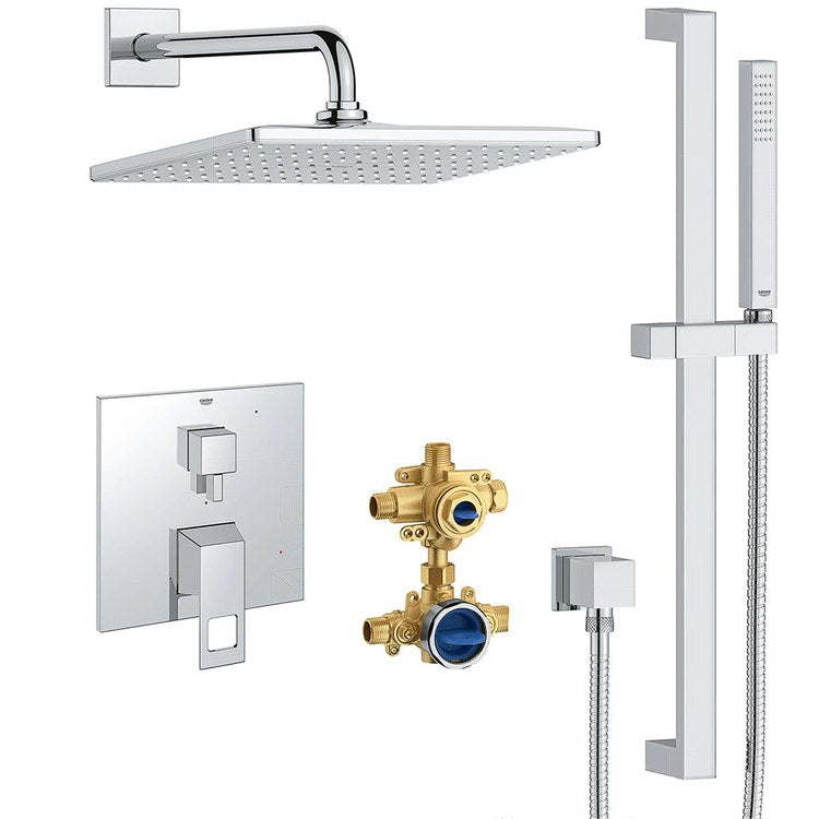 Pressure Balance Valve Trim Eurocube Rainshower 2 Lever StarLight Chrome WaterSense - Image 1