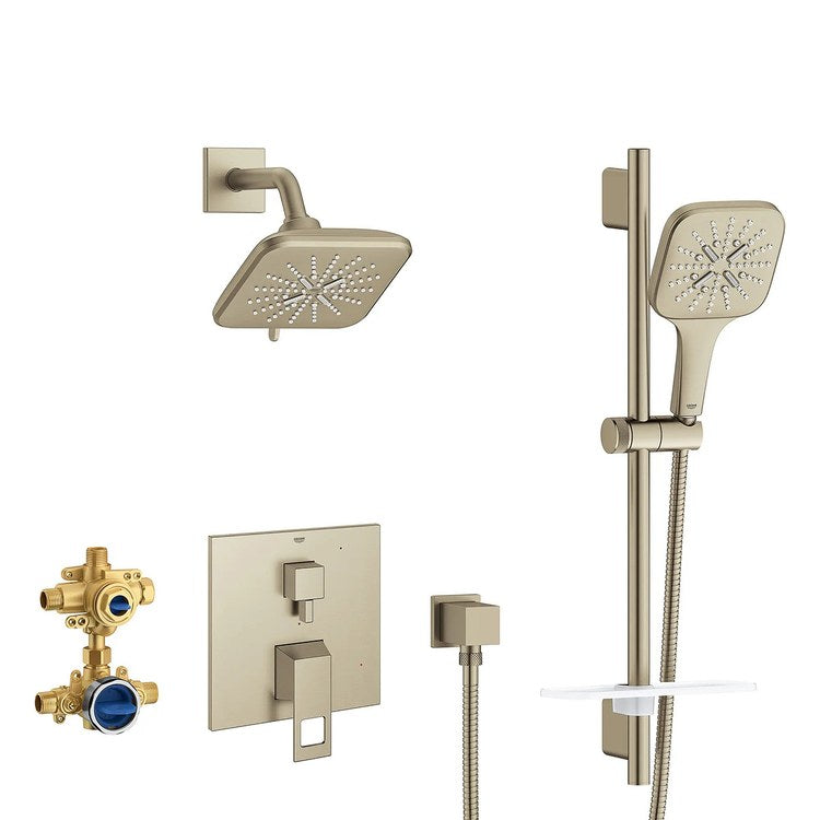 Pressure Balance Valve Trim Eurocube 2 Lever Brushed Nickel Infinity WaterSense for Shower Only - Image 1