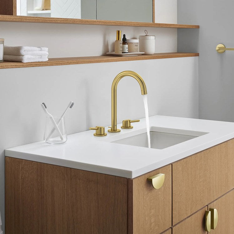 Lavatory Faucet Concetto Widespread Large 2 Lever ADA WaterSense Brushed Cool Sunrise 1.2 Gallons per Minute 3 Hole - Image 3