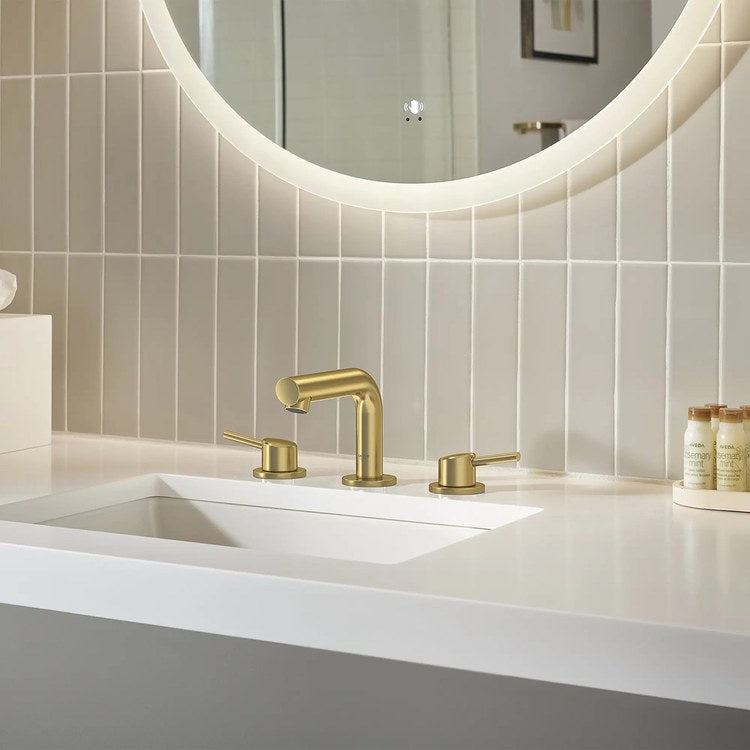 Lavatory Faucet Concetto Widespread Small 8 Inch Spread 2 Levers ADA WaterSense Brushed Cool Sunrise 1.2 Gallons per Minute 3 Hole SilkMove/EcoJoy/QuickFix - Image 3