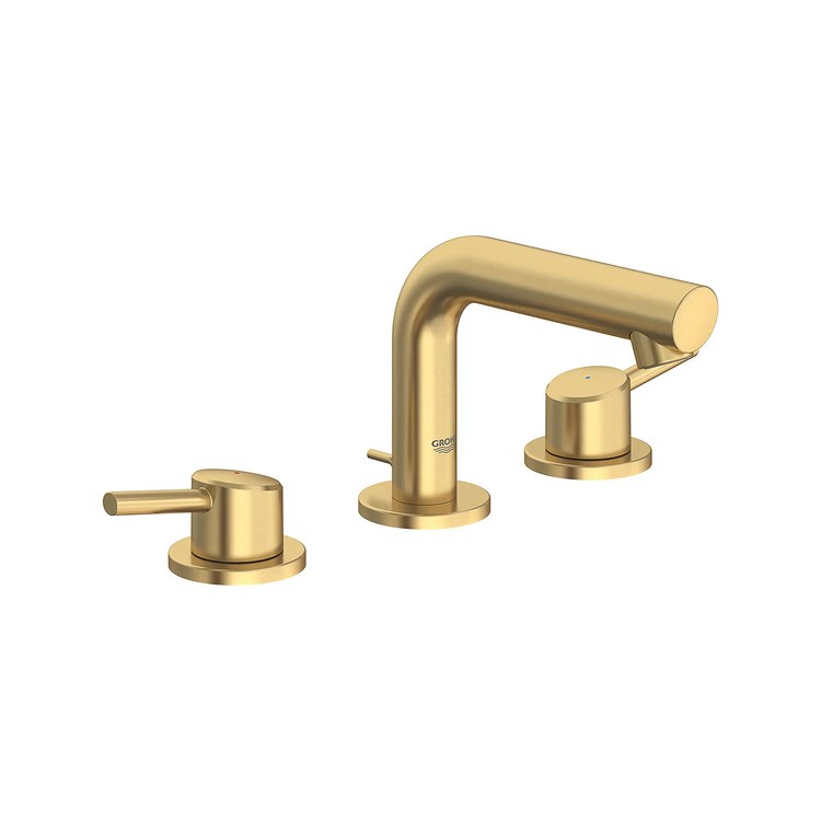 Lavatory Faucet Concetto Widespread Small 8 Inch Spread 2 Levers ADA WaterSense Brushed Cool Sunrise 1.2 Gallons per Minute 3 Hole SilkMove/EcoJoy/QuickFix - Image 1