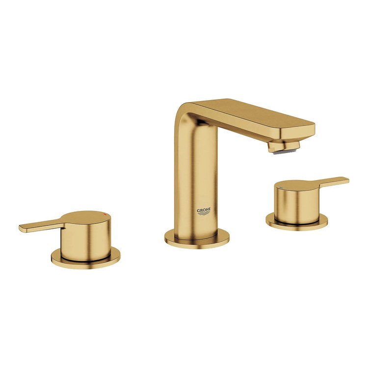 Lavatory Faucet Lineare Widespread Medium 2 Lever ADA WaterSense Brushed Cool Sunrise 1.2 Gallons per Minute 3 Hole - Image 1