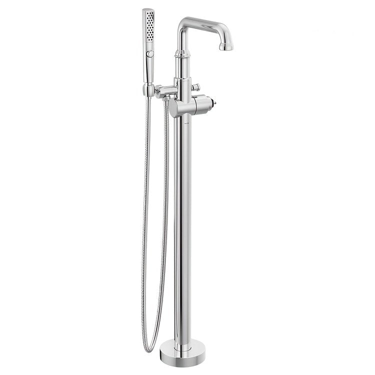 Tub Filler Broderick Floor Mount Less Handle Lumicoat Polished Chrome - Image 1