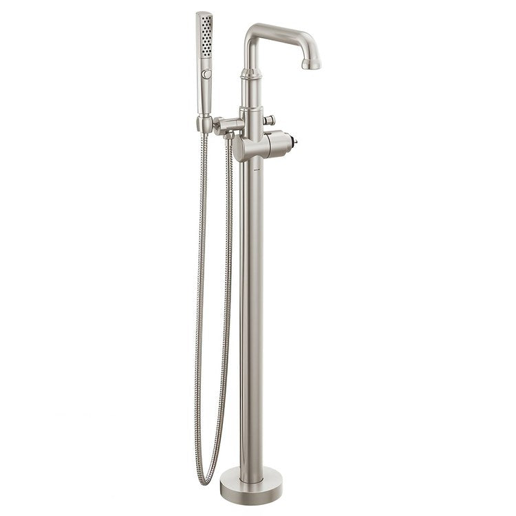 Tub Filler Broderick Floor Mount Less Handle Lumicoat Stainless Steel - Image 1