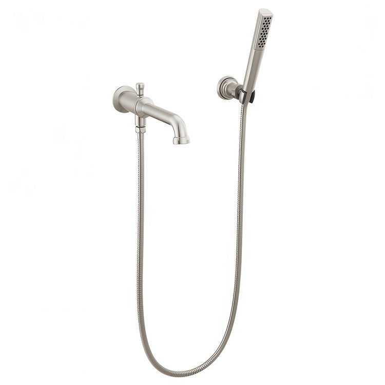 Tub Filler Broderick Wall Mount 8 Inch Spread Less Handle Lumicoat Stainless Steel - Image 1