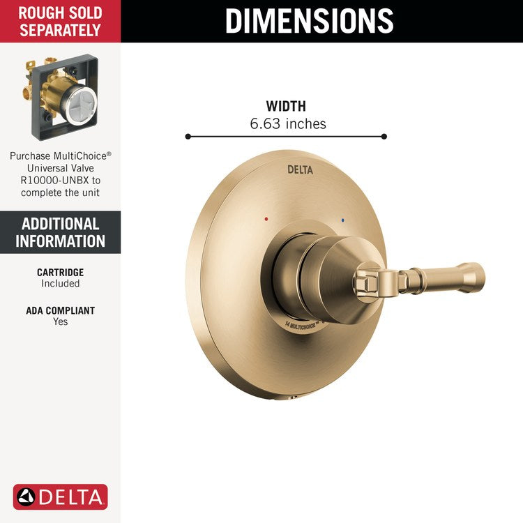 Valve Trim Broderick 14 Series 1 Lever Lumicoat Champagne Bronze ADA - Image 2