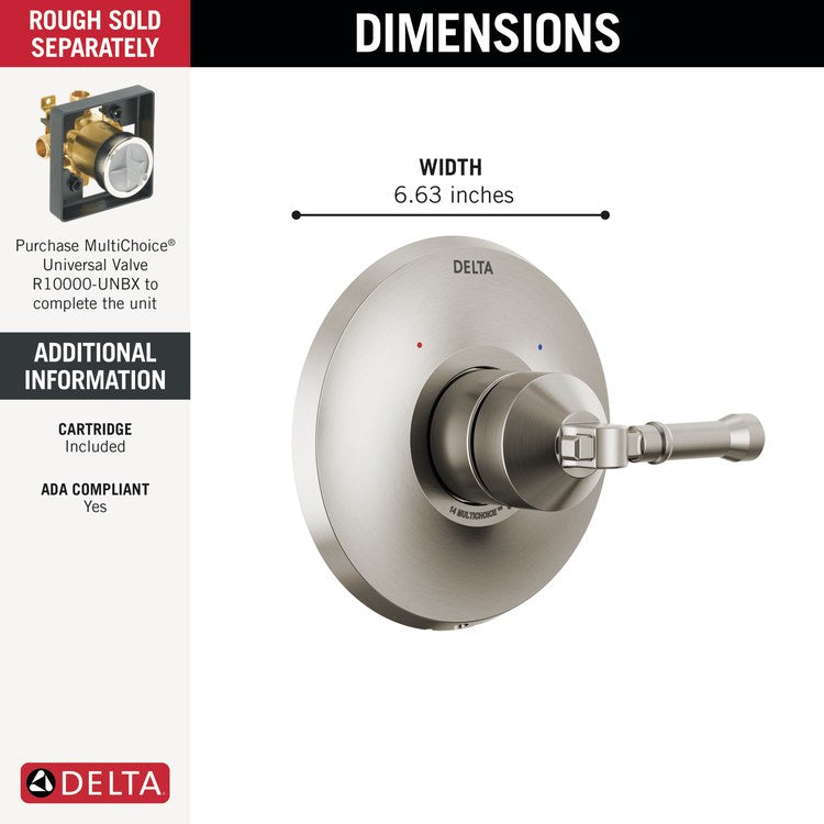 Valve Trim Broderick 14 Series 1 Lever Lumicoat Stainless Steel ADA - Image 2
