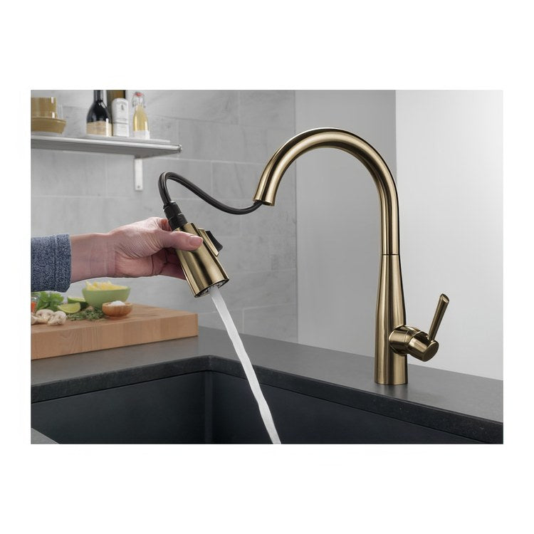 Kitchen Faucet Essa 1 Lever ADA Brilliance Champagne Bronze Pull Down 2 Function High Arc 360 DEG Swivel 1 Hole MagnaTite Touch-Clean Diamond Seal 1.8 Gallons per Minute - Image 2