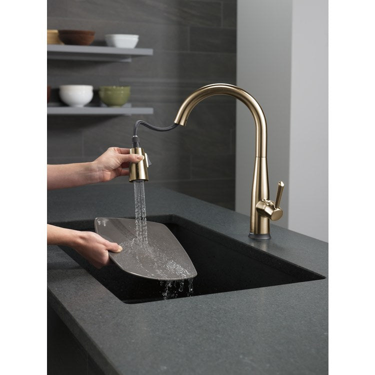 Kitchen Faucet Essa 1 Lever ADA Brilliance Champagne Bronze Pull Down 2 Function High Arc 360 DEG Swivel 1 Hole Touch2O MagnaTite Touch-Clean Diamond Seal 1.8 Gallons per Minute - Image 3