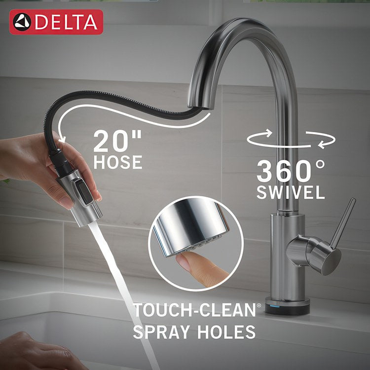 Kitchen Faucet Trinsic Touchless 1 Lever ADA Arctic Stainless Pull Down 2 Function High Arc 360 DEG Swivel 1/3 Hole Touch2O/MagnaTite/VoiceIQ 1.8 Gallons per Minute - Image 3
