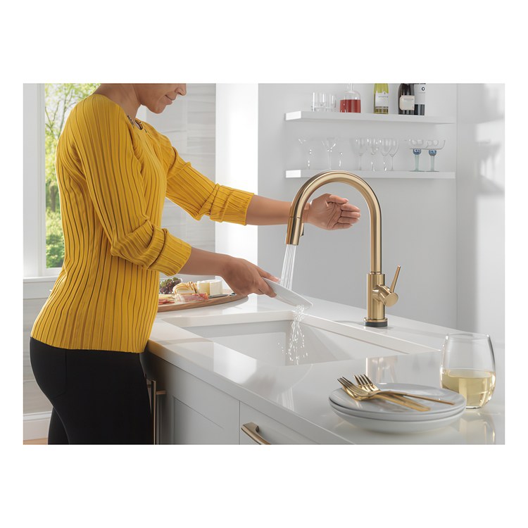 Kitchen Faucet Trinsic Touchless 1 Lever ADA Brilliance Champagne Bronze Pull Down 2 Function High Arc 360 DEG Swivel 1/3 Hole Touch2O/MagnaTite/VoiceIQ 1.8 Gallons per Minute - Image 3